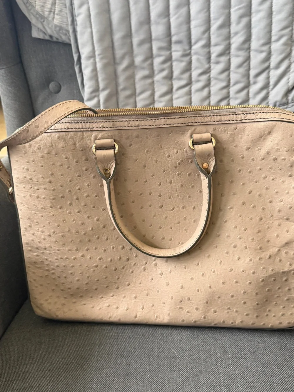 kate spade Tan Ostrich-Texture Laptop Bag